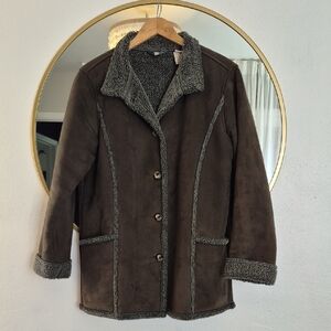 L.L. Bean Olive dark Green Teddy Jacket Womens Medium